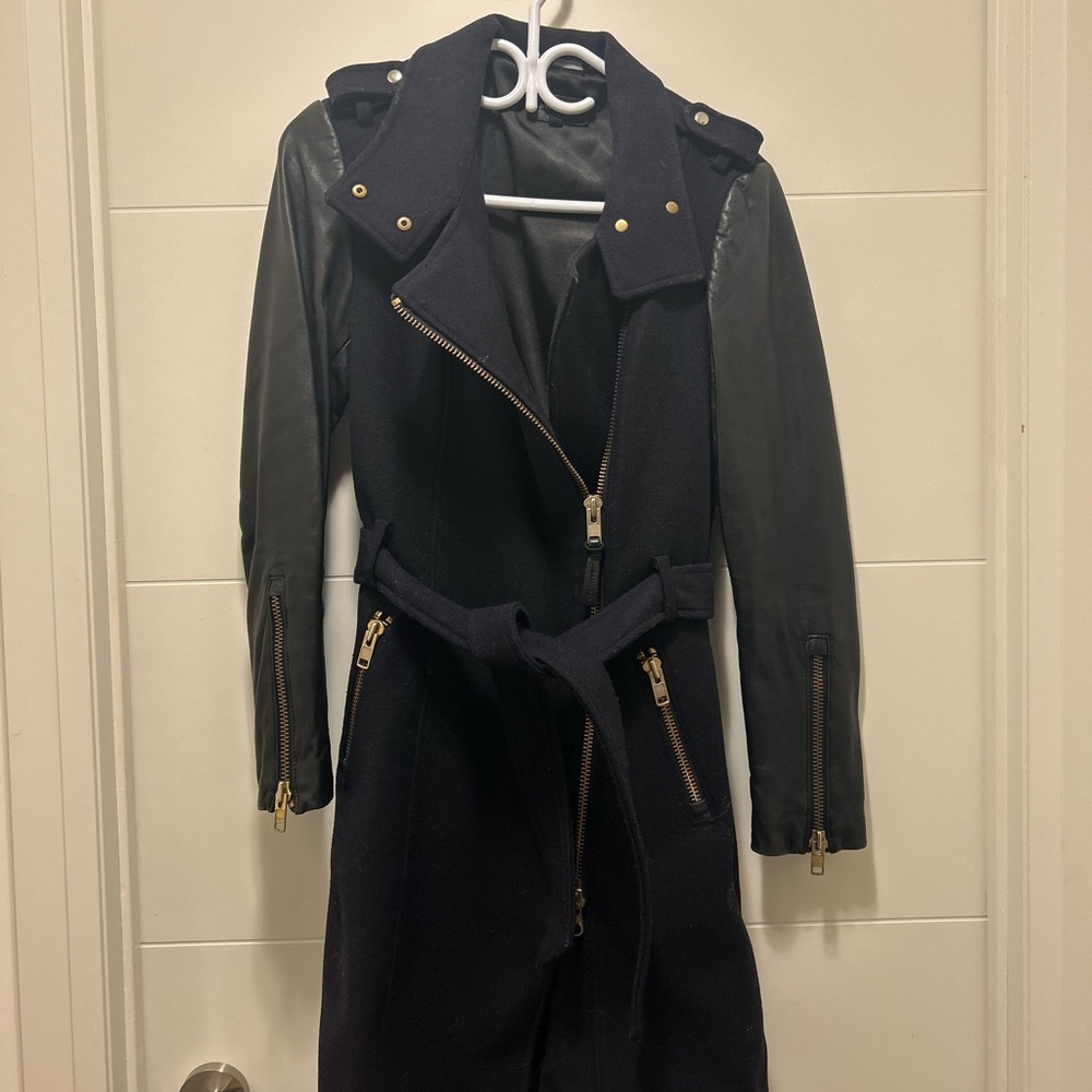 Mackage Black Trench Coat with Gold Details